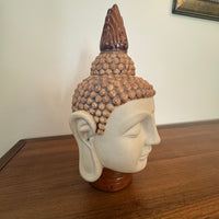 Vintage Stoneware Ceramic Buddha Head Statue Décor