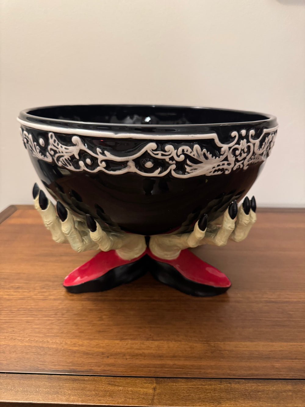 Spooky Witches Hands with Ceramic Bowl Halloween Decor