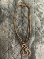 Gold Tone Crystal Rhinestone Serpent Snake Jewelry Collar Necklace
