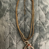 Gold Tone Crystal Rhinestone Serpent Snake Jewelry Collar Necklace