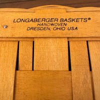 Longaberger Recipe Basket With Plaid Cloth Liner Wood Lid