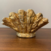 Vintage Ceramic Vase Gilded 24K Gold Luster Shell Shaped 1950s