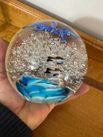 Handmade Glass Art Paperweight Sea-world-Waive in Clear
