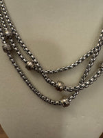Stylish MX Silvertone Triple Strand Necklace Fashion Jewelry
