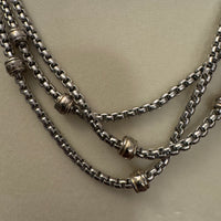 Stylish MX Silvertone Triple Strand Necklace Fashion Jewelry