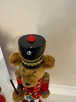 Christmas Holiday Decor Martha Stewart Teddy Bear Nutcracker Figurine Set of 2
