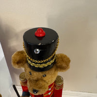 Christmas Holiday Decor Martha Stewart Teddy Bear Nutcracker Figurine Set of 2