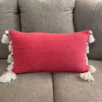 Hot Pink Throw Pillow Halloween Ghost Decor with Tassels