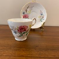 Regency Fine Bone China England Teacup & Saucer Red Poppy Floral