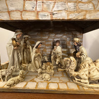 Vintage Nativity Set Japan Papier Mache with Handmade Manger