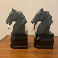 Bronze Horse Head Resin Base Bookend Set of 2