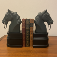 Bronze Horse Head Resin Base Bookend Set of 2