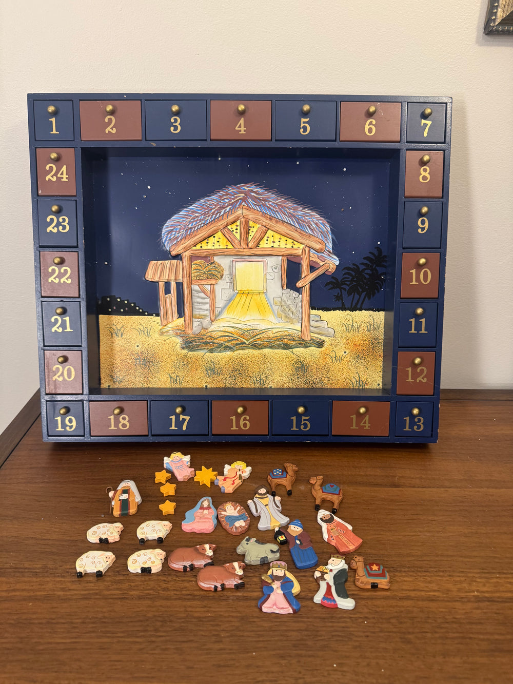 Kurt Adler Wooden Nativity Advent Calendar 25 Pieces