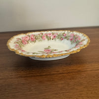 Antique Collectable Limoges French Fine Porcelain China Small Oval Bowl Jean Pouyat
