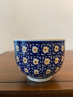 Bolesławiec Polish Pottery Hand-Painted Floral Mug – Blue, White &amp; Yellow – Made in Poland

