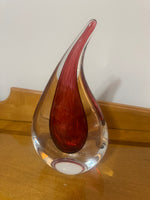 Poland Glass Art Teardrop Shaped Sculpture
