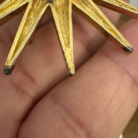 Vintage Vans Authentic Gold-tone Smoky-tone Rhinestone Starburst Brooch Pin