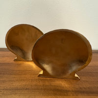 Vintage Leonard Solid Brass Seashell Bookends Silver Mfg. Co