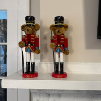 Christmas Holiday Decor Martha Stewart Teddy Bear Nutcracker Figurine Set of 2