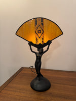 Art Deco Style Lamp Lady with Fan Shaped Shade
