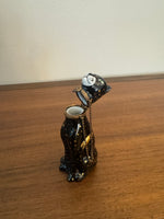 Porcelain Limoges France Black Panther Shaped Chamart Trinket Box
