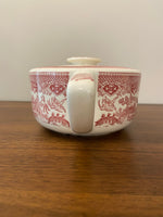 Vintage Ceramic Willow Pink Rose Transferware Teapot
