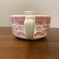 Vintage Ceramic Willow Pink Rose Transferware Teapot