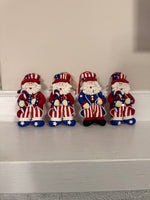 Christmas Ornaments Americana Style Patriotic Santa Claus-Uncle Sam Set of 4

