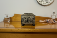 Wood Handcrafted Embossed Metal Sheet Jewelry Box
