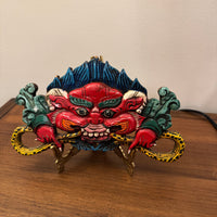Hand-carved-painted Nepalese Tibetan Wooden Buddhist Symbol of Protection CHEPPU