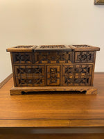 Vintage Wood Bohemian Style Japanese Jewelry Box with Mirror
