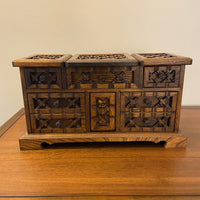 Vintage Wood Bohemian Style Japanese Jewelry Box with Mirror