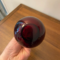 Vintage Murano Ruby Red Long Neck Teardrop Weighted Glass Bud Vase