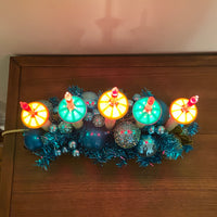 Vintage Christmas Candolier 5 Lights Tinsel Branches-Ornaments