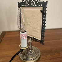 Landscape River-Trees Porcelain Lithophane on Metal Light Stand Light Night Lamp