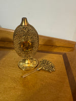 Antique Metal Glass Perfume Bottle with Crystal Dauber
