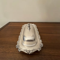 Vintage Ornate Rectangular Silver-plated Lidded Butter Dish
