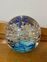 Handmade Glass Art Paperweight Sea-world-Waive in Clear
