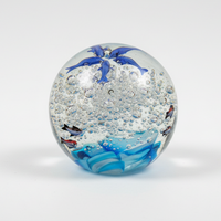 Handmade Glass Art Paperweight Sea-world-Waive in Clear
