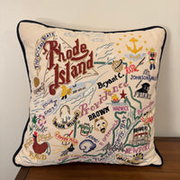 Catstudio The Geography Collection Rhode Island Embroidered Throw Pillow
