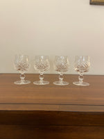 Vintage Cut Diamond Glass Cristal Brandy Glasses Set of 4
