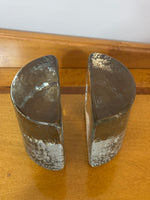 Vintage Blenko MCM Half Moon Heavy Glass Bookend Set of 2
