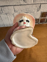 Vintage Lady Head Vase Planter – Pink Hat w/ Flowers – Vase – Mid Century Ceramic A503
