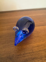 Handmade Clear and Blue Glass Mouse Figurine Paperweight
