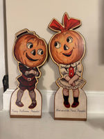 Vintage Pumpkin kids Cutout Particle Wooden Halloween Decor Rare
