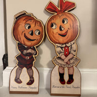 Vintage Pumpkin kids Cutout Particle Wooden Halloween Decor Rare