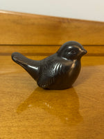 Handmade Burnished Black Ceramic Bird Figure
