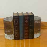 Vintage Blenko MCM Half Moon Heavy Glass Bookend Set of 2
