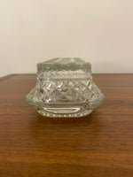 Vintage Anchor Hocking Clear Diamond Cut Glass Butter Dish
