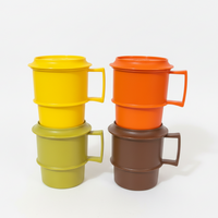 Vintage Tupperware Mugs-Cups Set of 4 with Coaters-or-Lids
